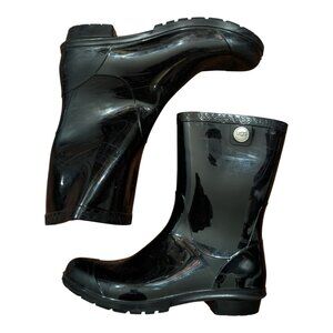 UGG Women's Black Rubber Rain Boots Size 9 Mid Calf Length Waterproof